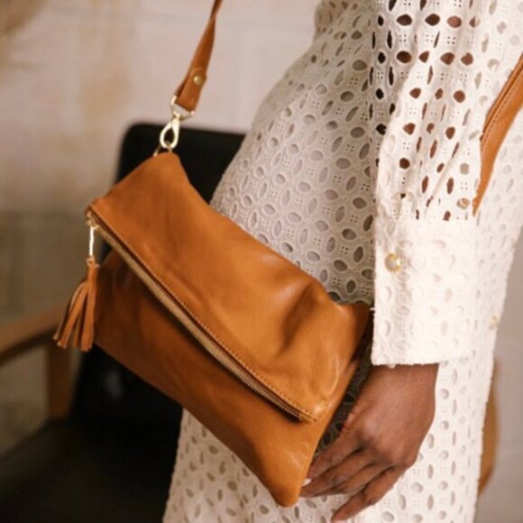 Parker Clay Makeda Leather Crossbody Bag - Rust Brown NWT - Picture 1 of 5